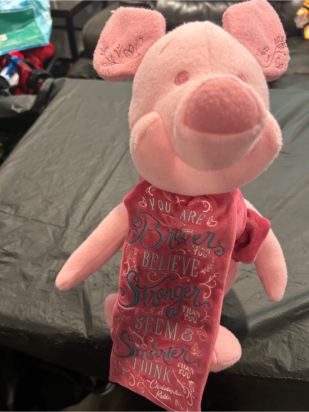 Disney Wisdom Series Pink Plush Pig with Red-Pink Inspirational Scarf series 4